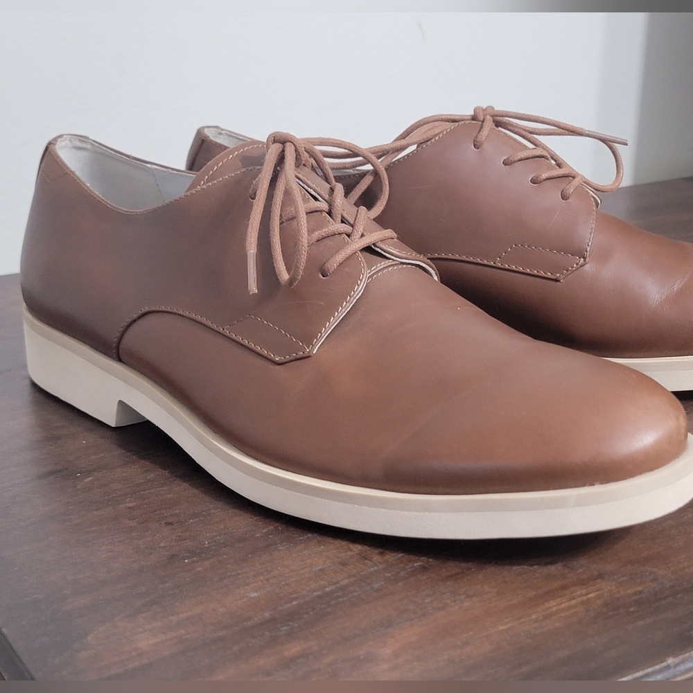 Calvin Klein NWOT  Men's Faustino Washed Leather Oxfords Men's Size 10.5 - Picture 8 of 13